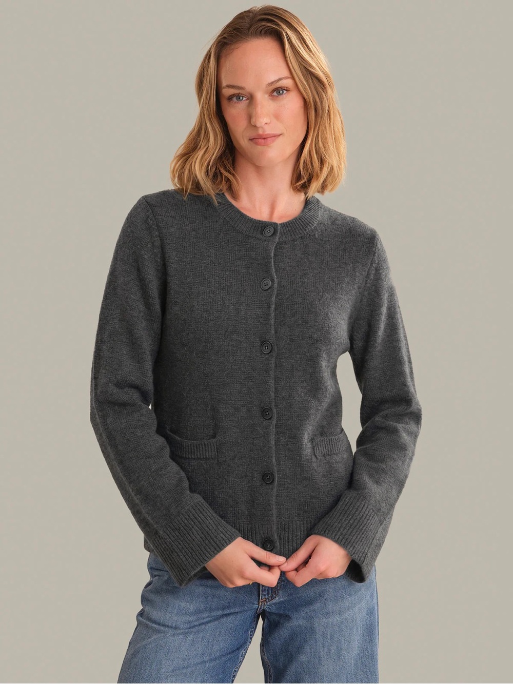 525 America Charcoal Crewneck Button Cardigan